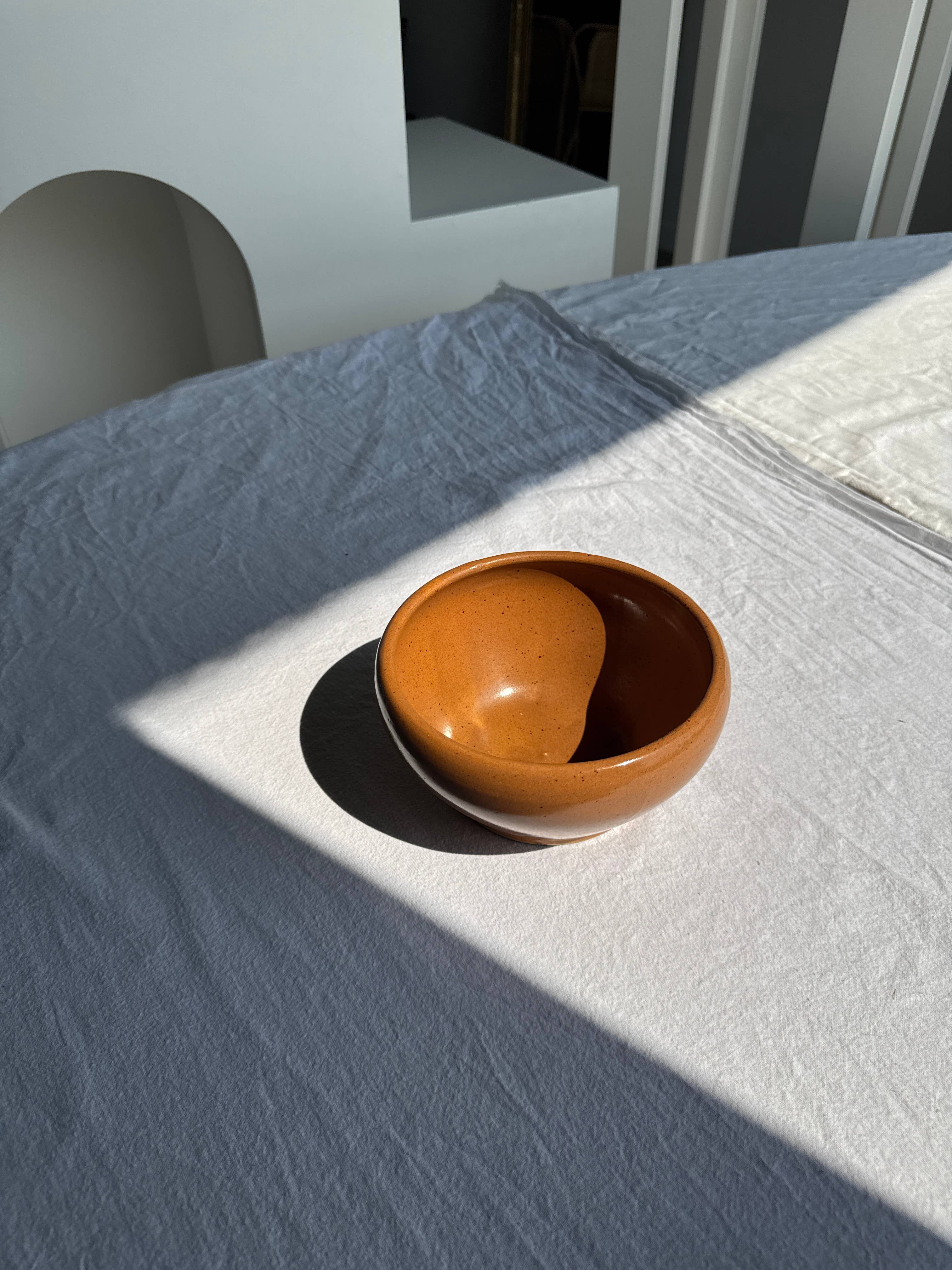 Medium stoneware bowl Digoin Grès Pots France brown orange D17 for wholesale on Faire5