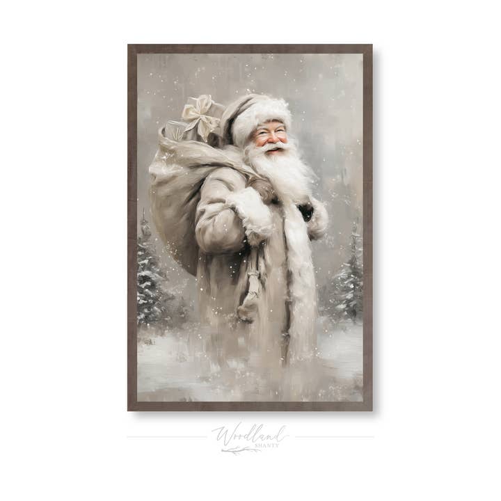 Framed Neutral Santa Portrait Sign for wholesale by Woodland Shanty