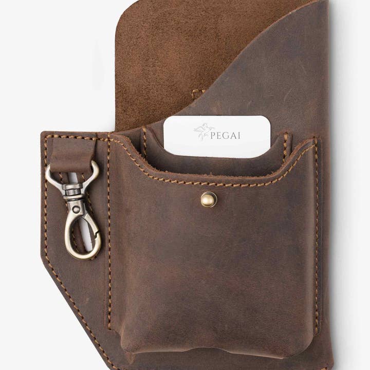 Pegai - Wholesale Phone Wallet - Unisex - leather phone holster- tech cowboy chestnut