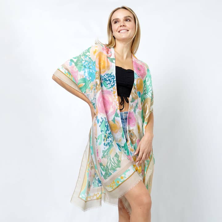 Sommarkimono överdrag med blommönster för wholesale av Fashion City