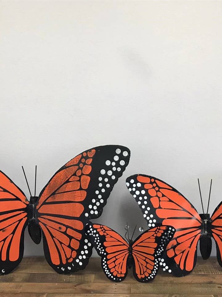 LG Monarch Butterfly, 3pc Set, Handmade, Asstd. Colors for wholesale by Rustic Farm