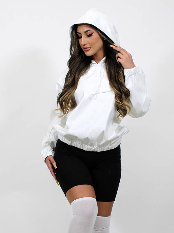 SUDADERA CON CAPUCHA EXTRAGRANDE DE PIEL SINTÉTICA JT2032 para venta al por mayor de Junie