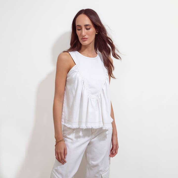 MAR BLOUSE NATURAL DENIM for wholesale by Maria la Paz