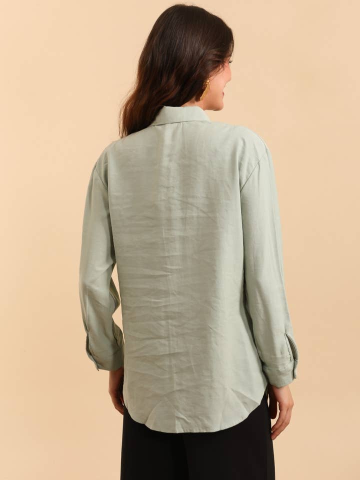 MOOYA - Wholesale Button Down Shirt - Women's - Straight-cut plain linen shirt SH0013