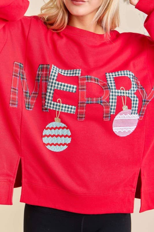 Red Merry Christmas Sweatshirt – Festive Holiday Pullover for wholesale on Faire2