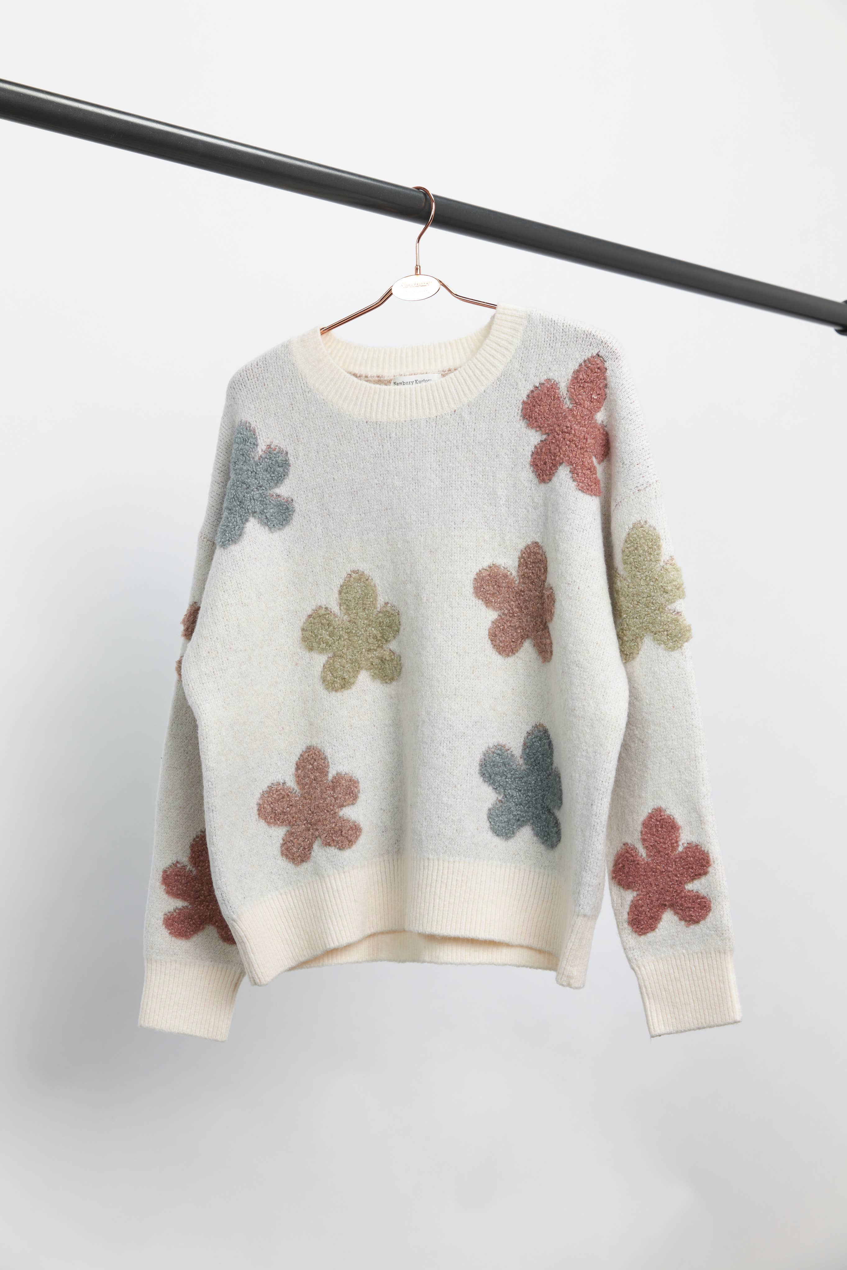 Newbury Kustom - Wholesale Knit Sweater - Women's - 11336-Multi-Color Flower Knit Sweater5