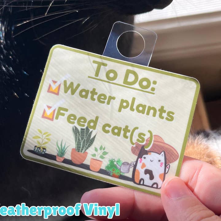 Vinyl Cat Sticker - Water Plants Feed Cats for wholesale by HaiKitti