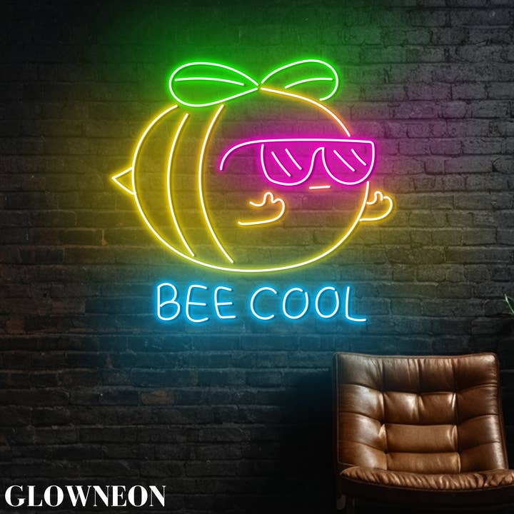 Glow Neon - Wholesale Neon sign - Bee Cool Led Sign, Bee Farm Wall Art, Honey Bee Shop Decor3