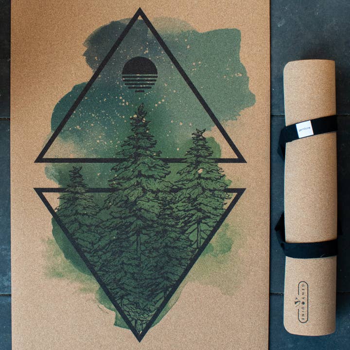 genYOUine - Wholesale Yoga Mat - Cork Yoga Mat - Coloured Forest1