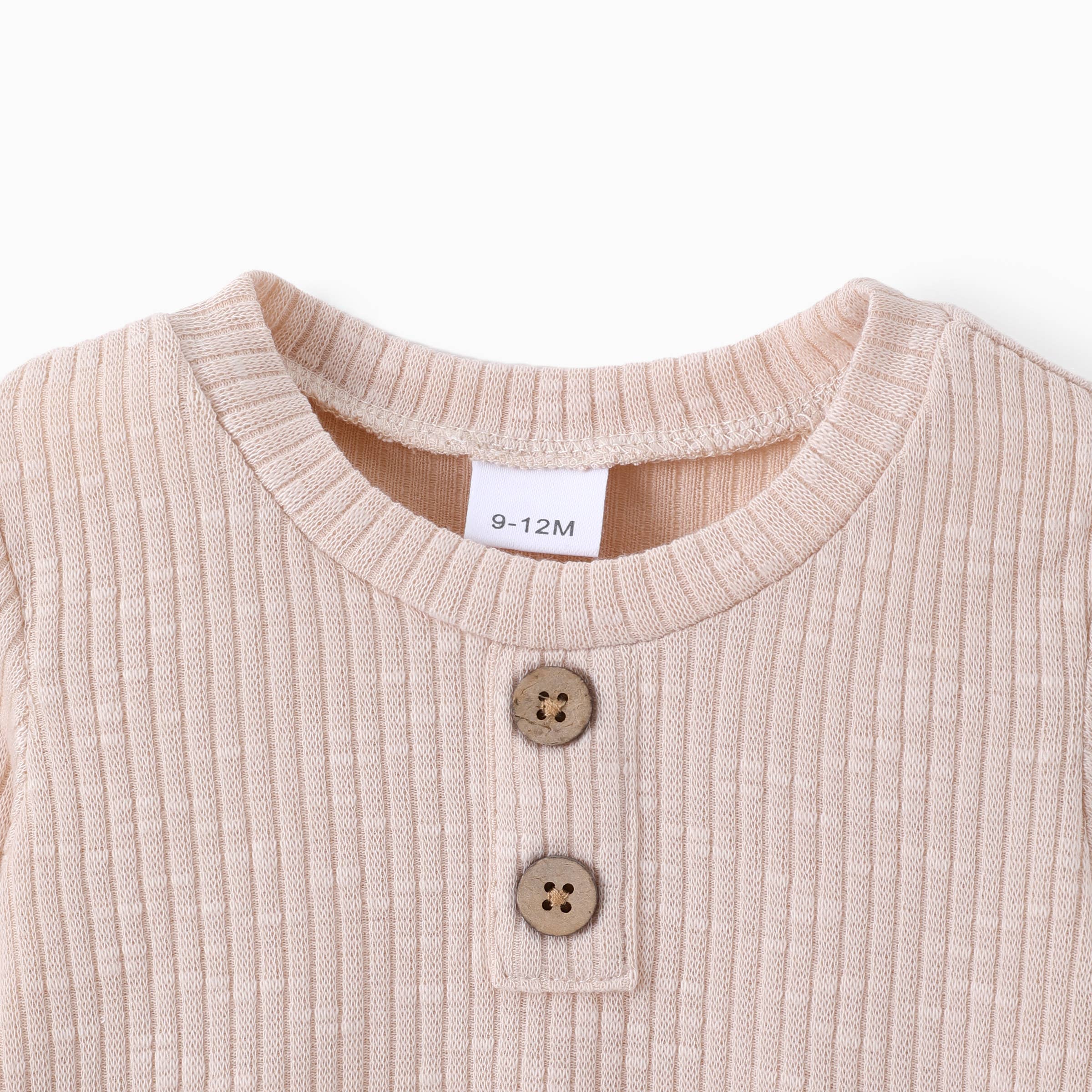 PatPat - Wholesale Knit Sweater - Baby - Baby Boy/Girl Button Solid Ribbed Knitted Long-sleeve Top3