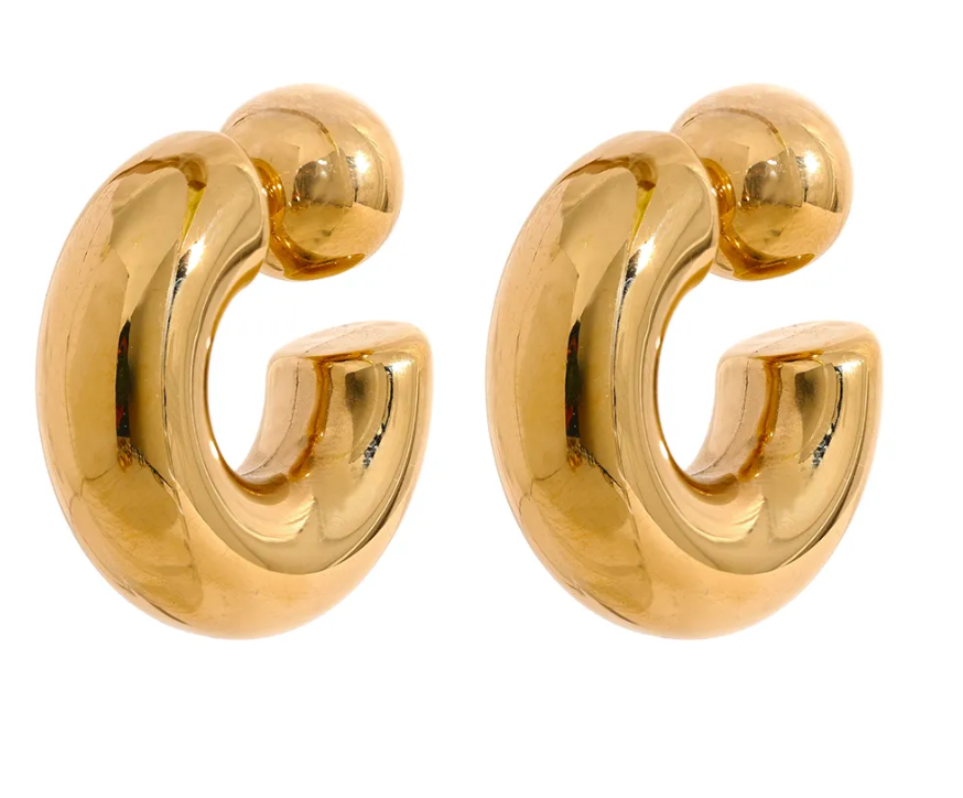 HoopLa - Vendita all'ingrosso Orecchini a cerchio - Orecchini a cerchio Puffy Thea in acciaio inox7