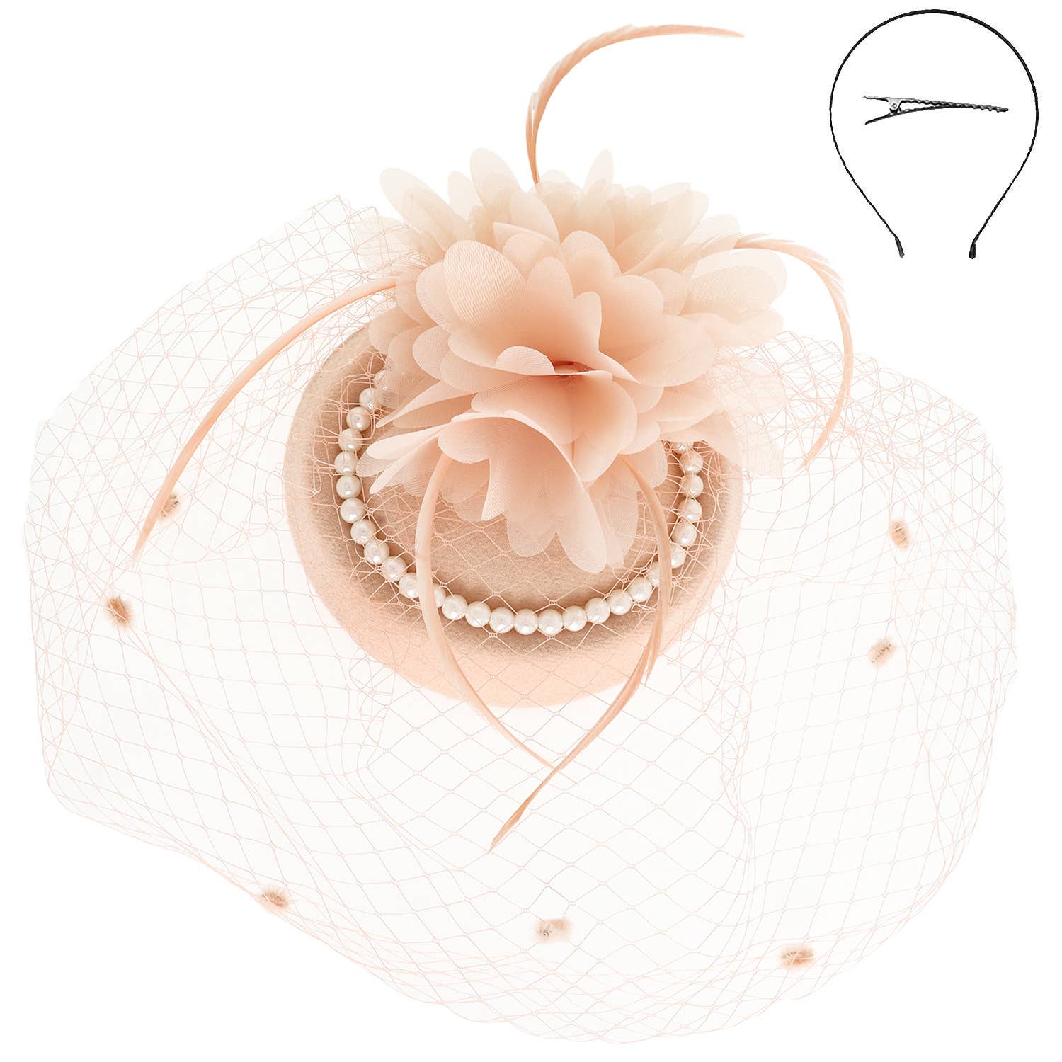 SP Sophia Collection - Vente Chapeau bibi – femme - Fascinateur orné de bijoux à plumes florales 5
