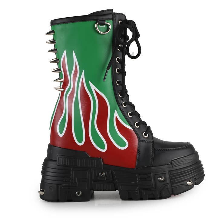 Anthony Wang - Wholesale Combat/Military Boots - Women's - MTF- Spiked Mid Calf Hidden Wedge Women's Combat Boots1