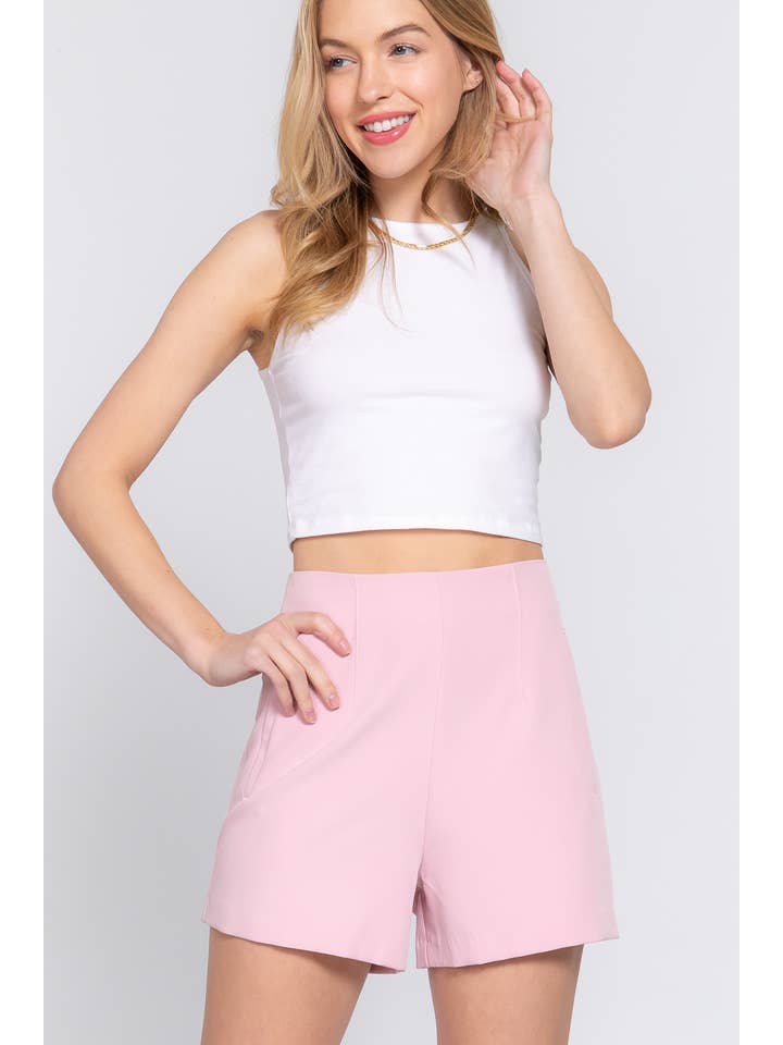 Active Basic | Active USA - Wholesale Shorts - Women's - Highwaist Pinktuck Detail Shorts13