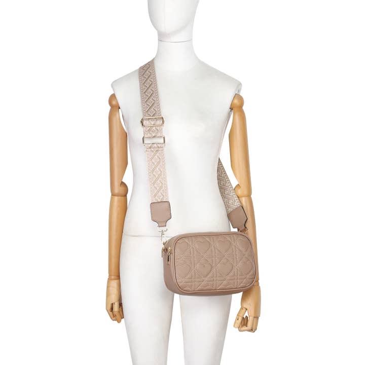 Papaya Fashion Ltd - Wholesale Crossbody Bag - Women's - GL239607-Quited Heart Pattern Double Sections Cross Body Bag10