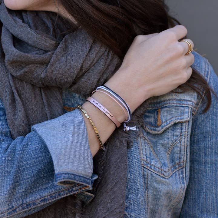 floralee LIVING - Wholesale Bangle Bracelet - nevertheless she persisted Engraved Leather Bracelet8