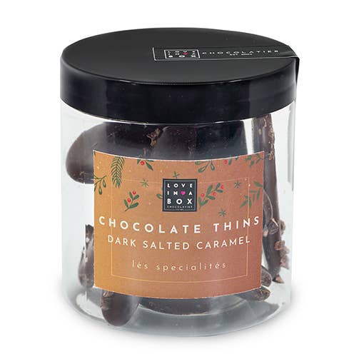 Love in a Box Chocolatier - Wholesale Chocolate - Christmas Chocolate Thins Dark Salted Caramel1