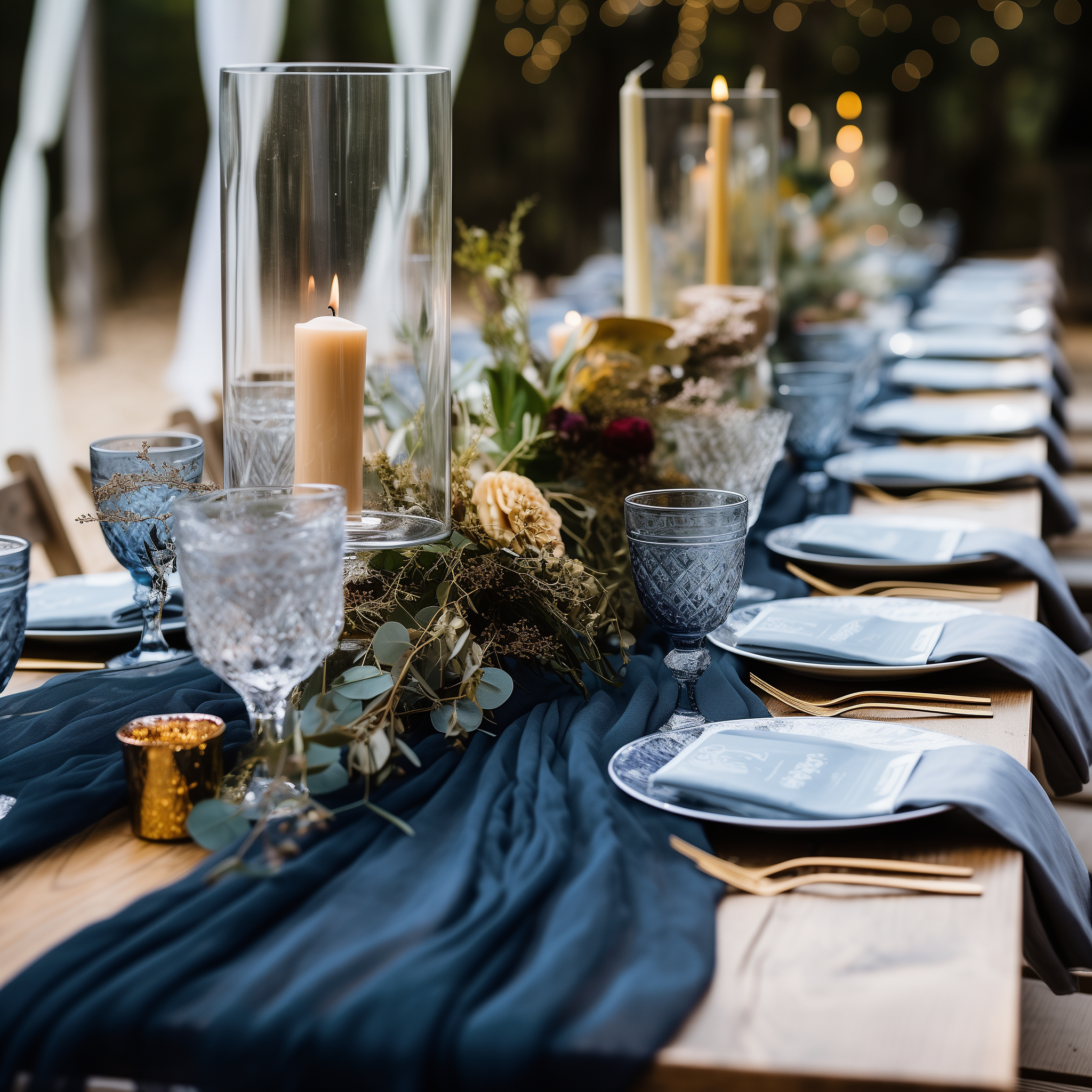 AVAGANTE Design – wholesale Table runner – Table runner -  crinkled cheesecloth runner - Navy blue2