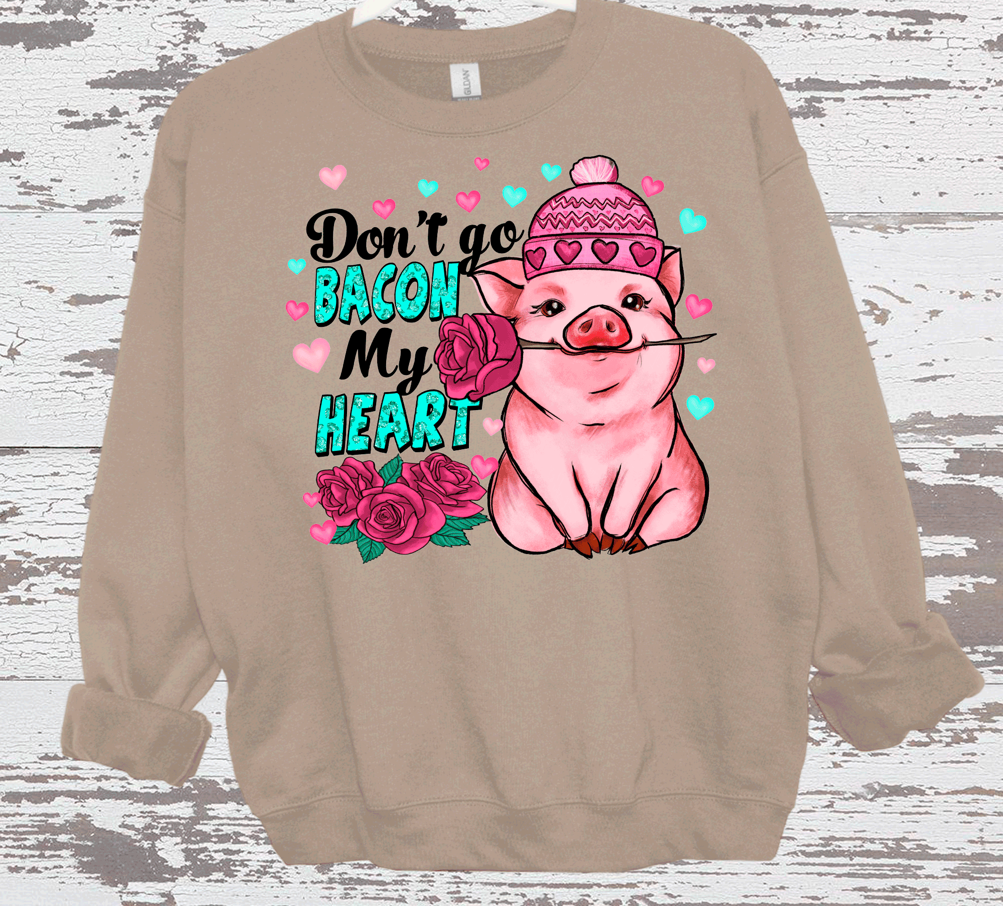 A Blessed Texas Mess Boutique - Wholesale T-Shirt (Graphic) - Women's - Don't go Bacon My heart Valentines day Gift Funny Mama Shirt7