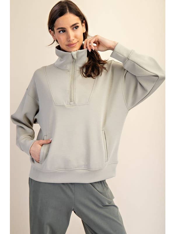Sunday Morning - Wholesale Sweatshirt – Women's - T729837 FUNNEL NECK MODAL POLY SPAN QUARTER ZIP PULLOVER9
