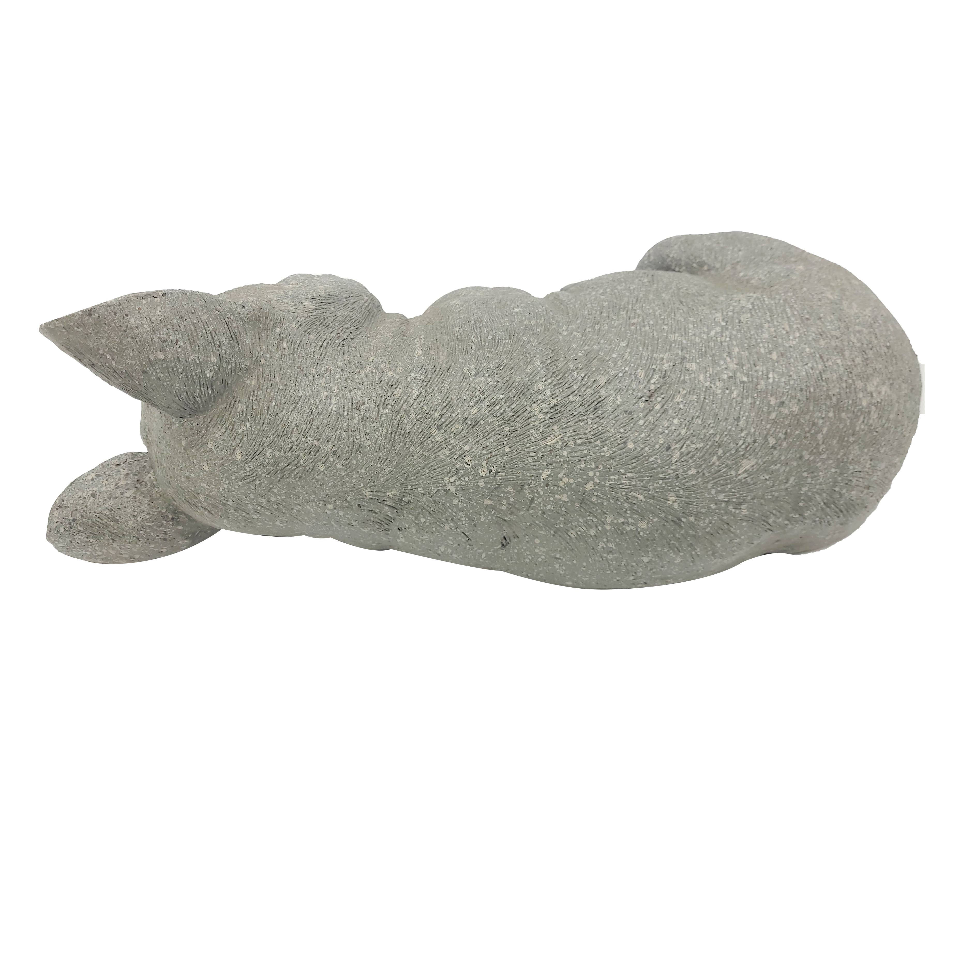 Galt International Company - Wholesale Outdoor Ornament/Decor - Grey Polyresin Sleeping French Bulldog Garden Statue 20.5" L2
