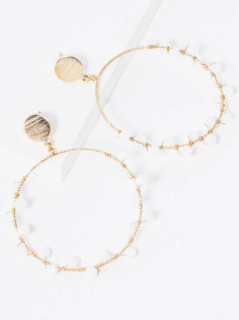 Wild Honey - Wholesale Dangle Earrings - Faceted Glass Bead Wire Wrapped Circle Dangle Drop Earrings0