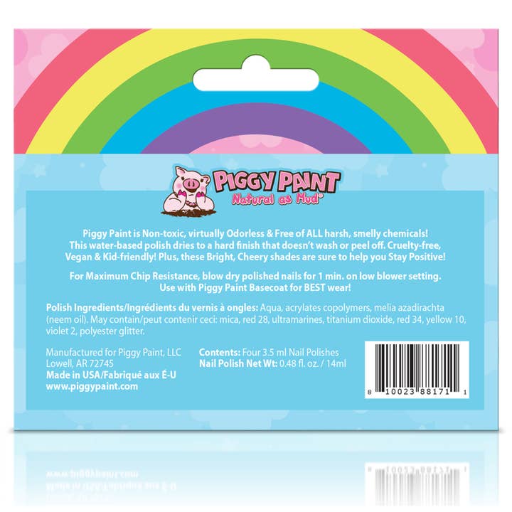 Piggy Paint - Wholesale Nail Polish - Kids - Rainbow 4 Polish Box Set Non-Toxic Kids Nail Polish1