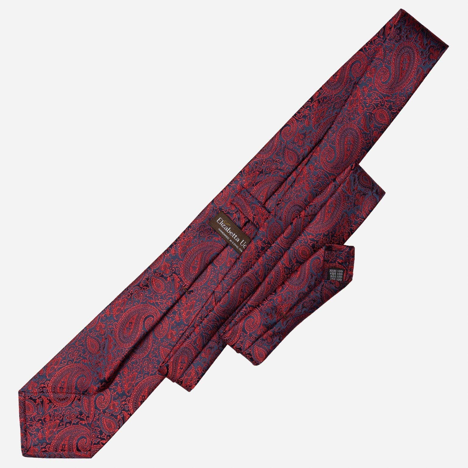 Elizabetta Made in Italy USA – wholesale Necktie – Men’s – Donatello - Silk Jacquard Tie - Ruby Red and Navy3