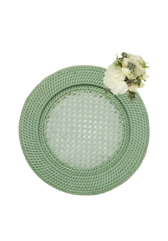 Madame Smart Ltd - Wholesale Charger Plate - Harbour Island Round Rattan Charger Green  - Set of 45