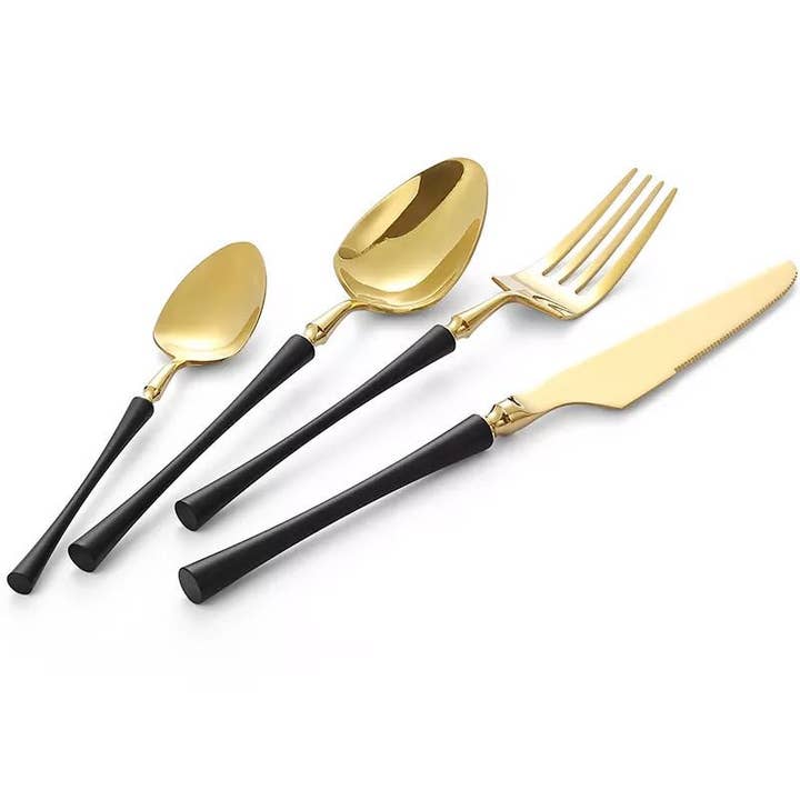Laurel Flatware Set - Black and Gold for wholesale by Tea and Linen