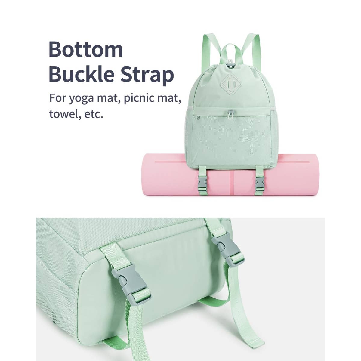 wandf - Vente Sac à cordon de serrage – unisexe - Sac à dos de sport avec cordon de serrage et sangle pour tapis de yoga64