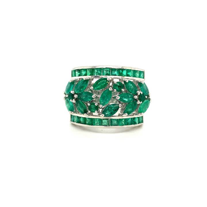 Emerald Ring i 925 Sterling Sølv - KSR 13256 for engroshandel hos Kotawala Jewels