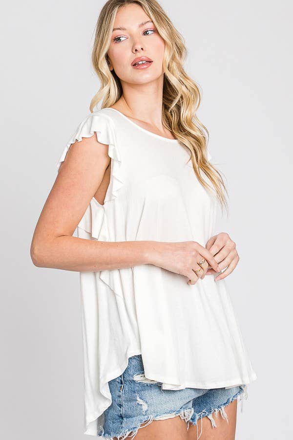 JADE BY JANE - Wholesale Tunic - Women's - Sleeveless Ruffle Top - KRT103715