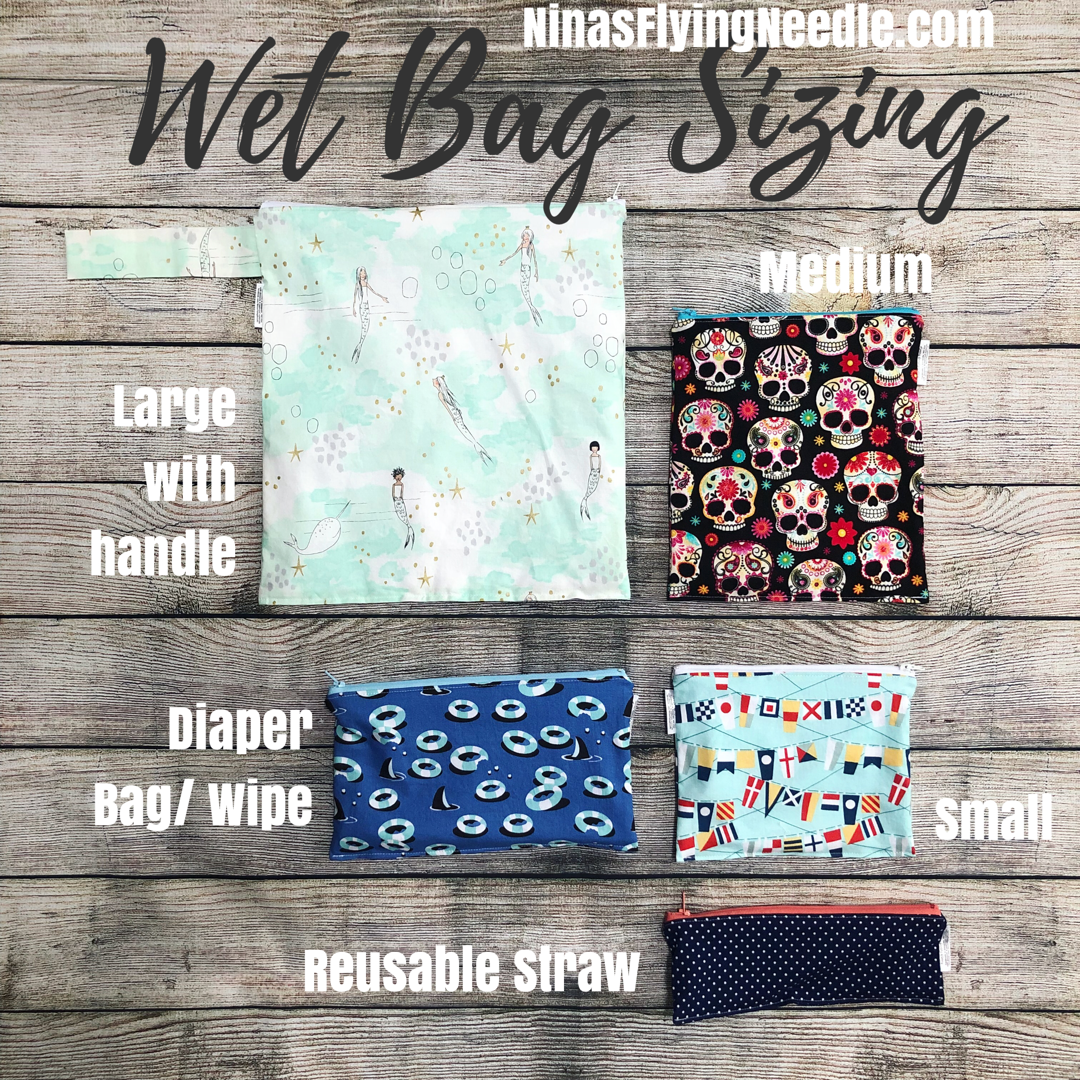 Nina's Flying Needle - Wholesale Wet Bag - Kids & Baby - Large Wet Bag with Handle Stripes Wonky Flamingos12