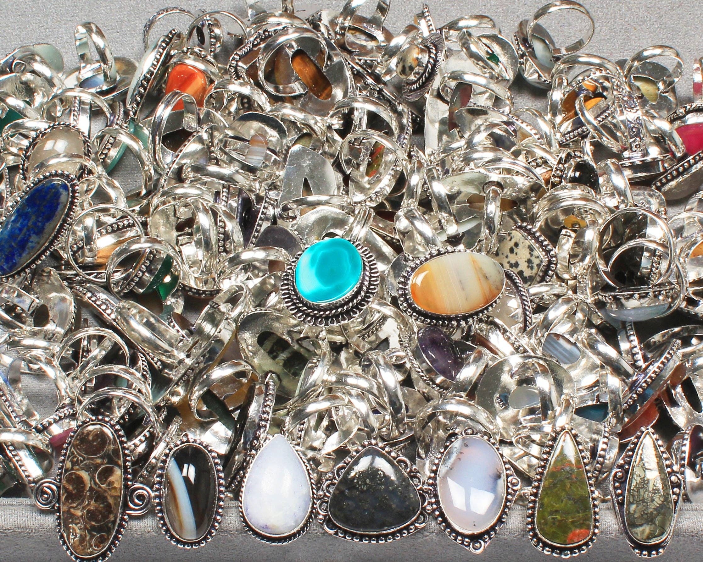 Handmade Jewels – Engroshandel Statementring – Boheme Krystal Ringsæt - Sølvbelagt, Blandede Størrelser, Assorterede Design12