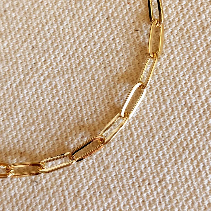 GoldFi - Wholesale Link & Chain Bracelet - 18k Gold Filled Short Link Paperclip Bracelet