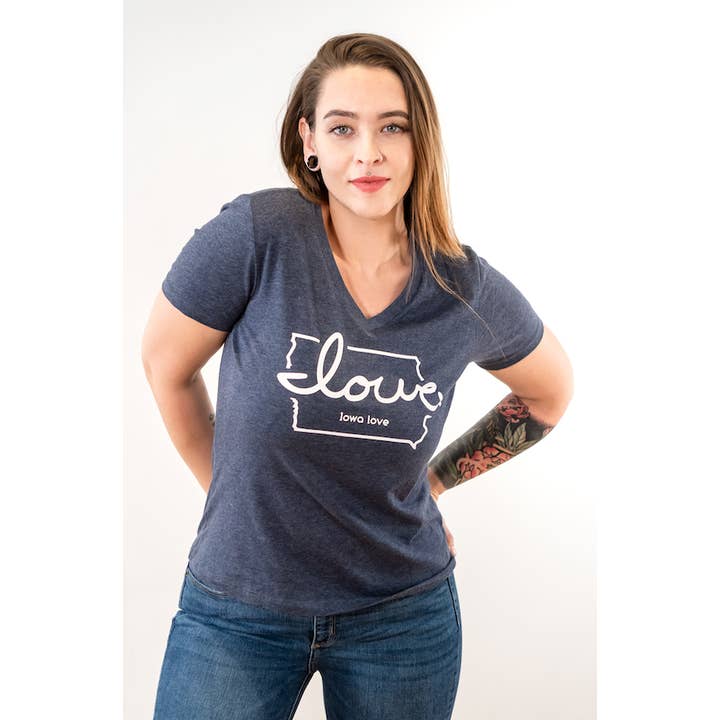 "Iowa love" Ladies V-Neck for wholesale by Wear.Love State T-Shirts