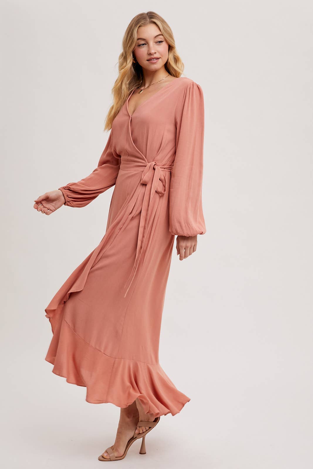 Bluivy – wholesale Dress – Women's – RUFFLE HEM MAXI WRAP DRESS23