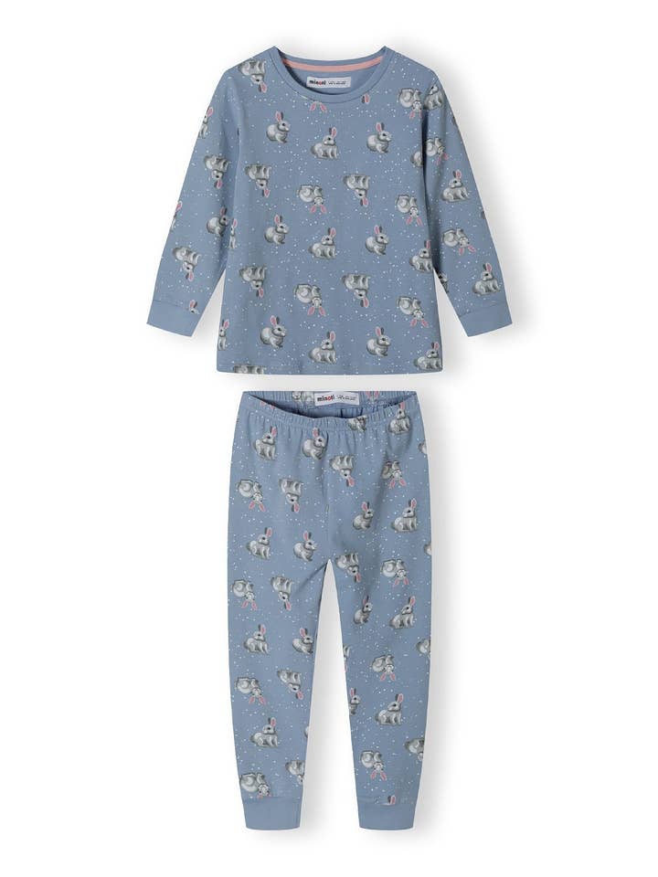 ljusblå Flickor 2-pack långärmade pyjamas med ribbade muddar ljusblå 9m-8y för wholesale på Faire11