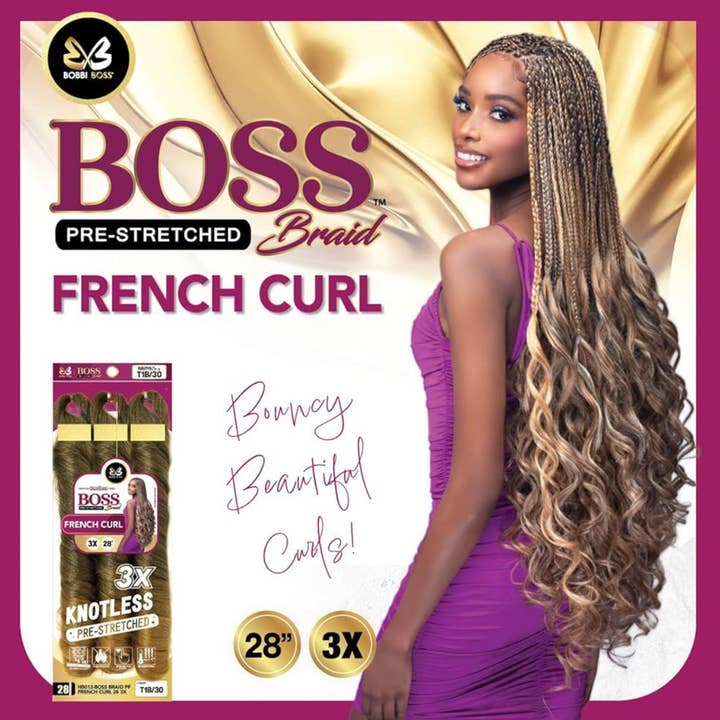 GIFTHAIRS BEAUTY STORE - Wholesale Hair Extensions - 3X KNOTLESS PRE-STRETCHED FRENCH CURL BRAIDS 28''3
