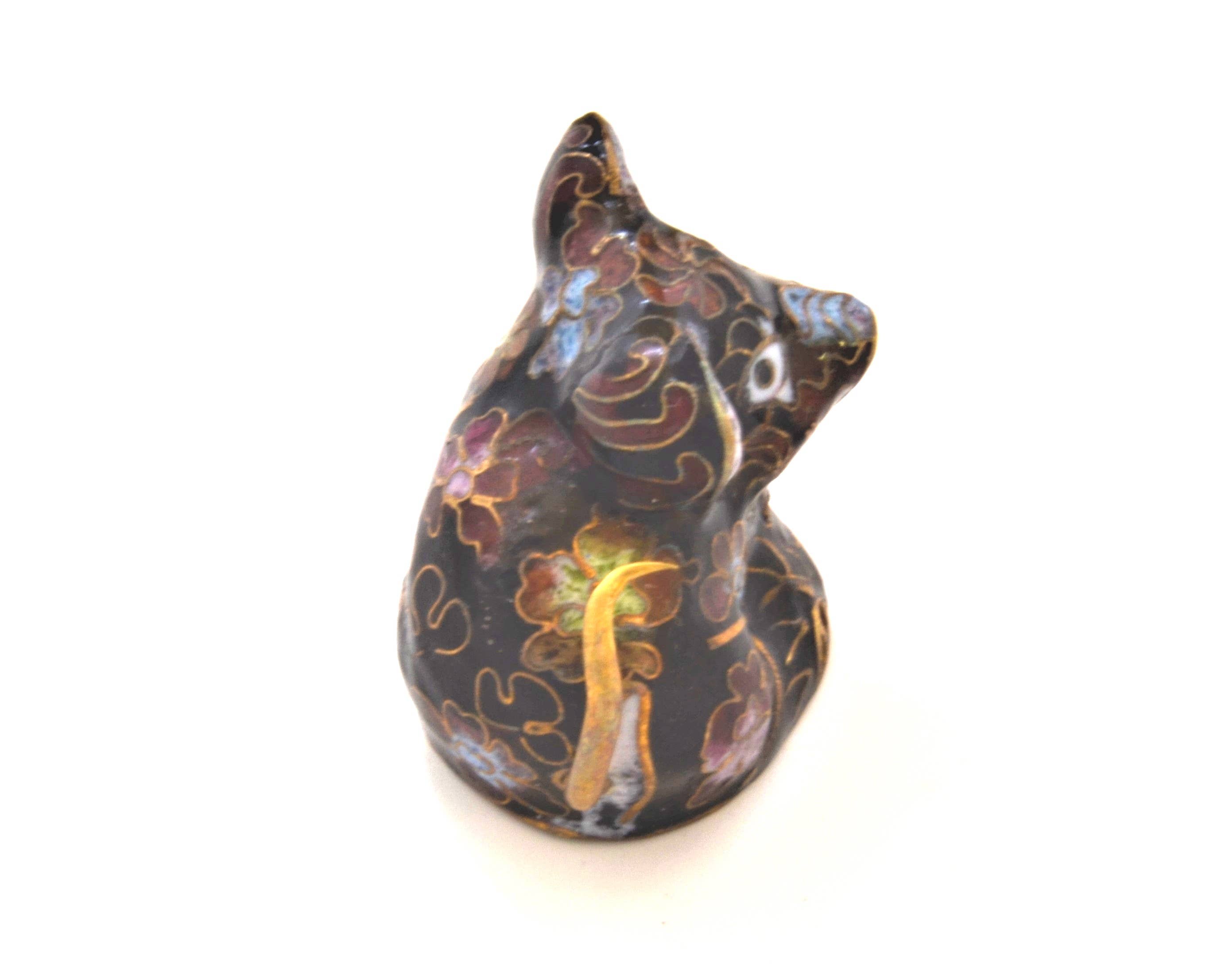 Ciel Collectables - Wholesale Decorative Figurine - Vintage Cloisonne Pig Figurine. Handmade with Floral Design12