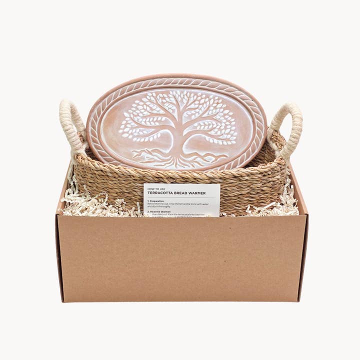KORISSA - Wholesale Baking Dish - Handmade Bread Warmer & Wicker Basket - Tree of Life Oval2