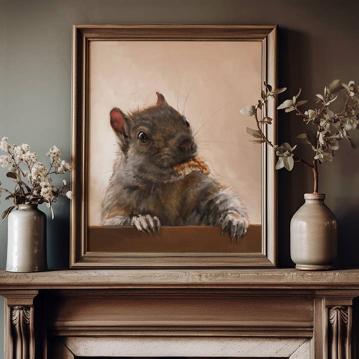 The Ugly Cat Studio - Wholesale Art Print - Grey Squirrel with a Walnut Fine Art Print24