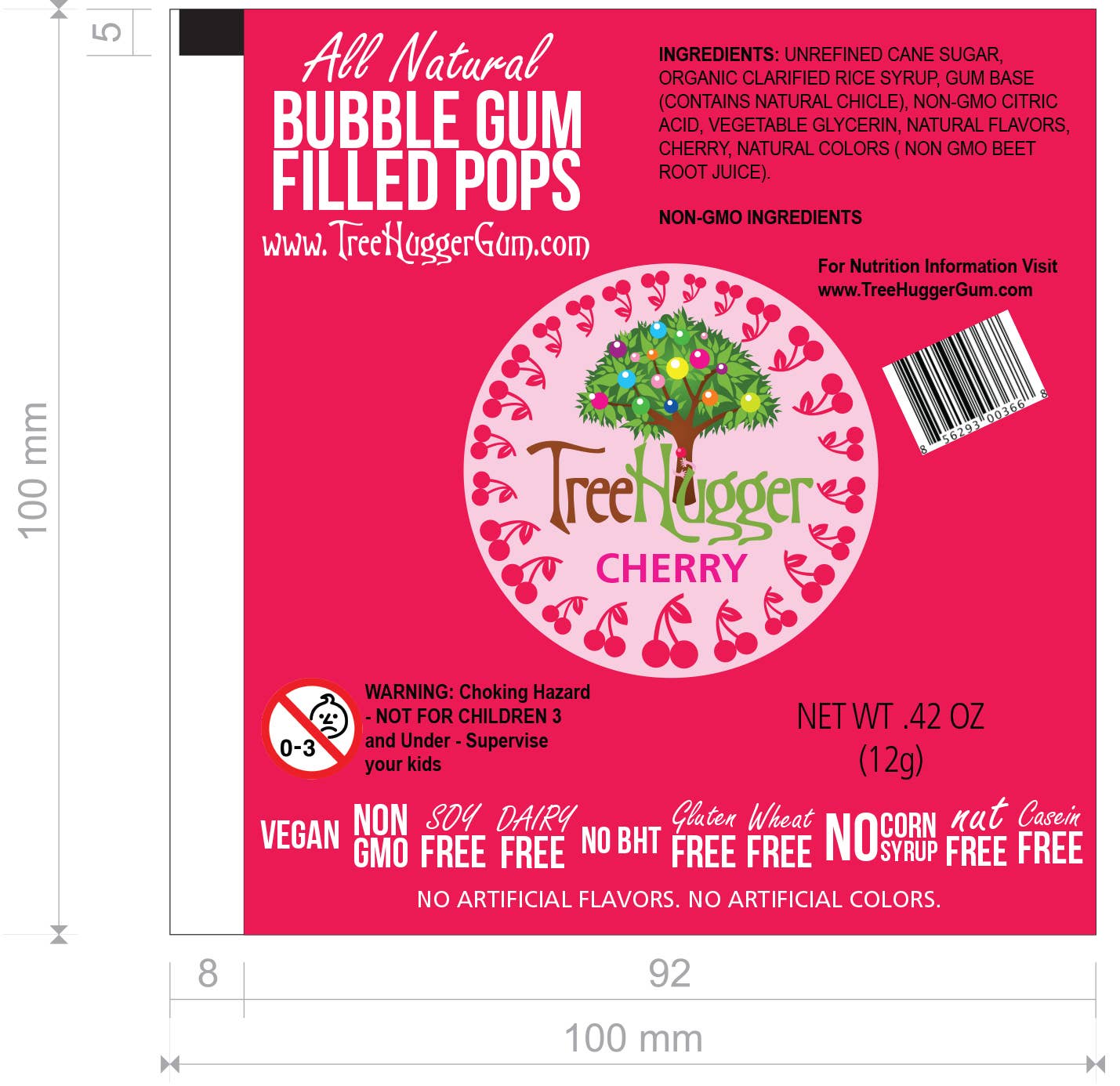 Tree Hugger Gum and Bubble Gum Filled Candy - Wholesale Chewing Gum - Tree Hugger Bubble Gum Filled Pops -12 Pops Per Bag5