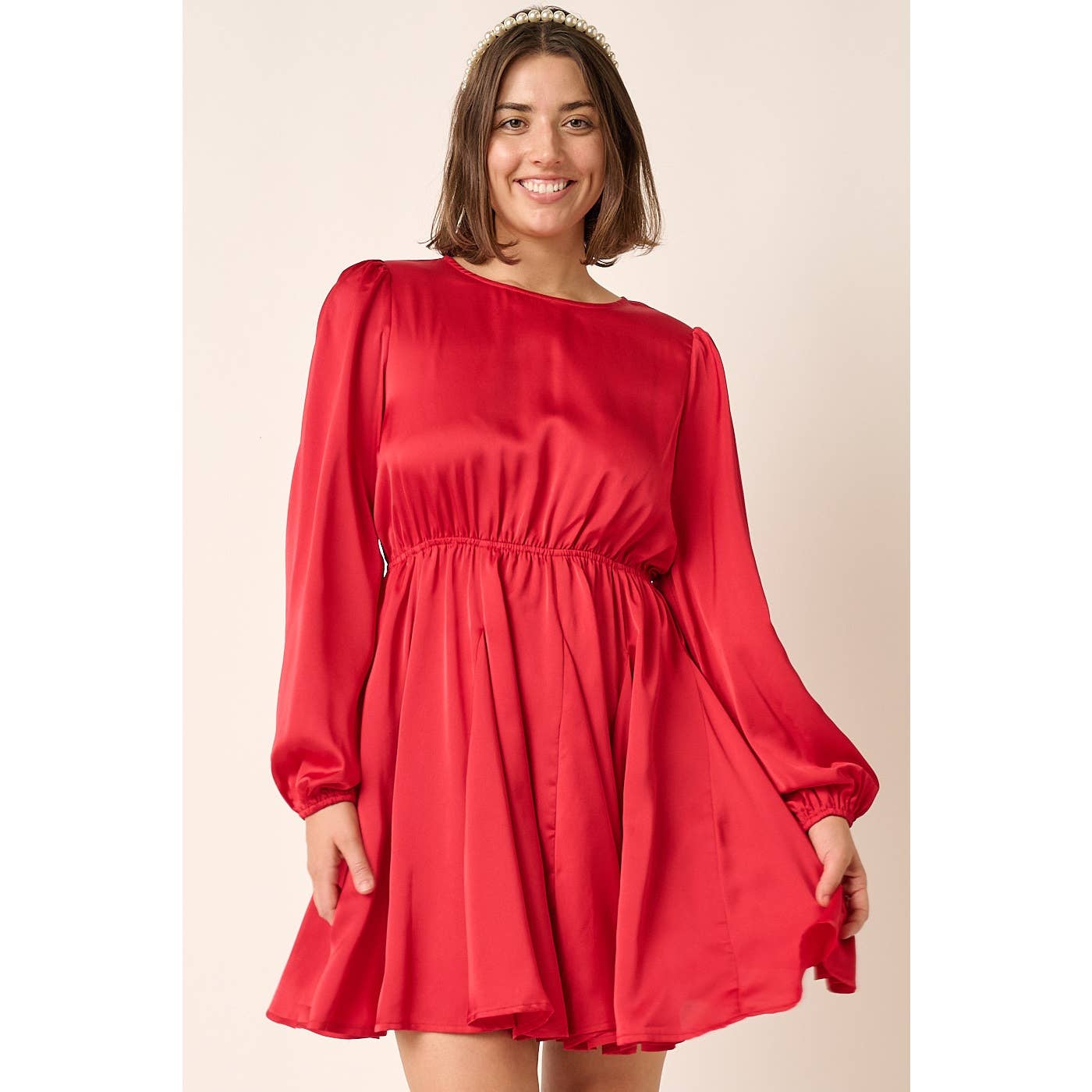 mittoshop - Wholesale Dress - Women's - PLUS SATIN CUT OUT BACK DETAIL MINI DRESS3