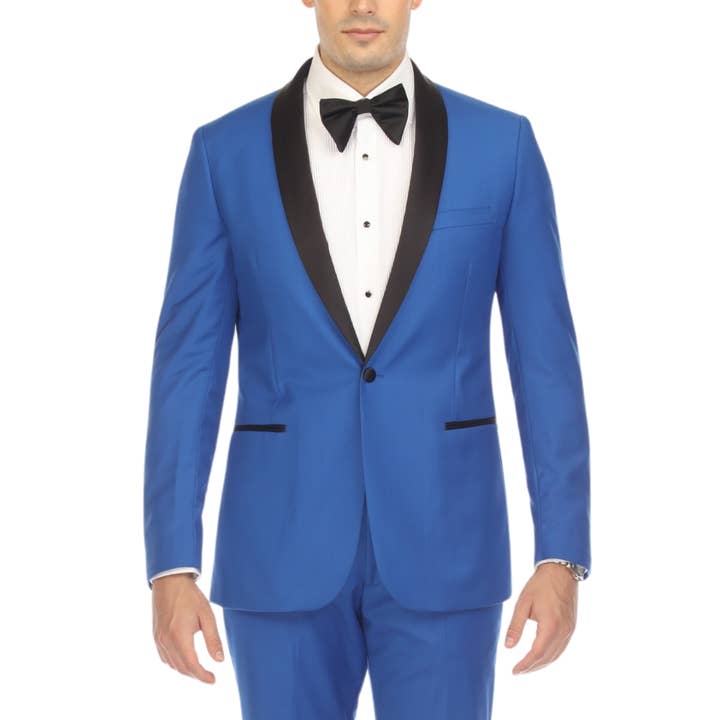 Ferrecci Men's Reno Royal Blue Slim Fit Shawl Lapel 2 Piece Tuxedo Suit Set for wholesale by Ferrecci