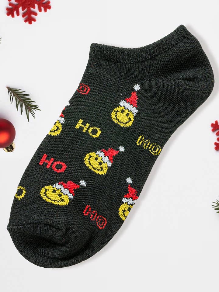 .. SI-27025 Meias de Natal Smiley Santa, 6 pares em 1 pacote por atacado de 42POPS