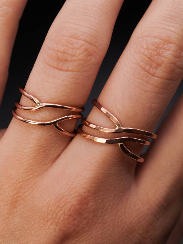 Small Curved Wraparound Ring in 14K Rose Gold Fill for wholesale by Hannah Naomi