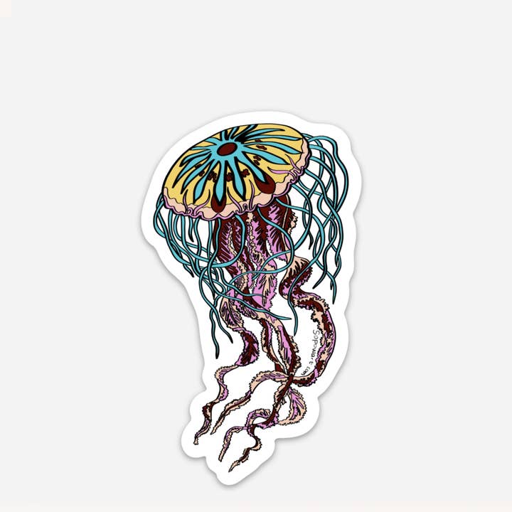 Adhesivo de vinilo duradero con forma de medusa para teléfono y portátil para venta al por mayor de Sopow Art