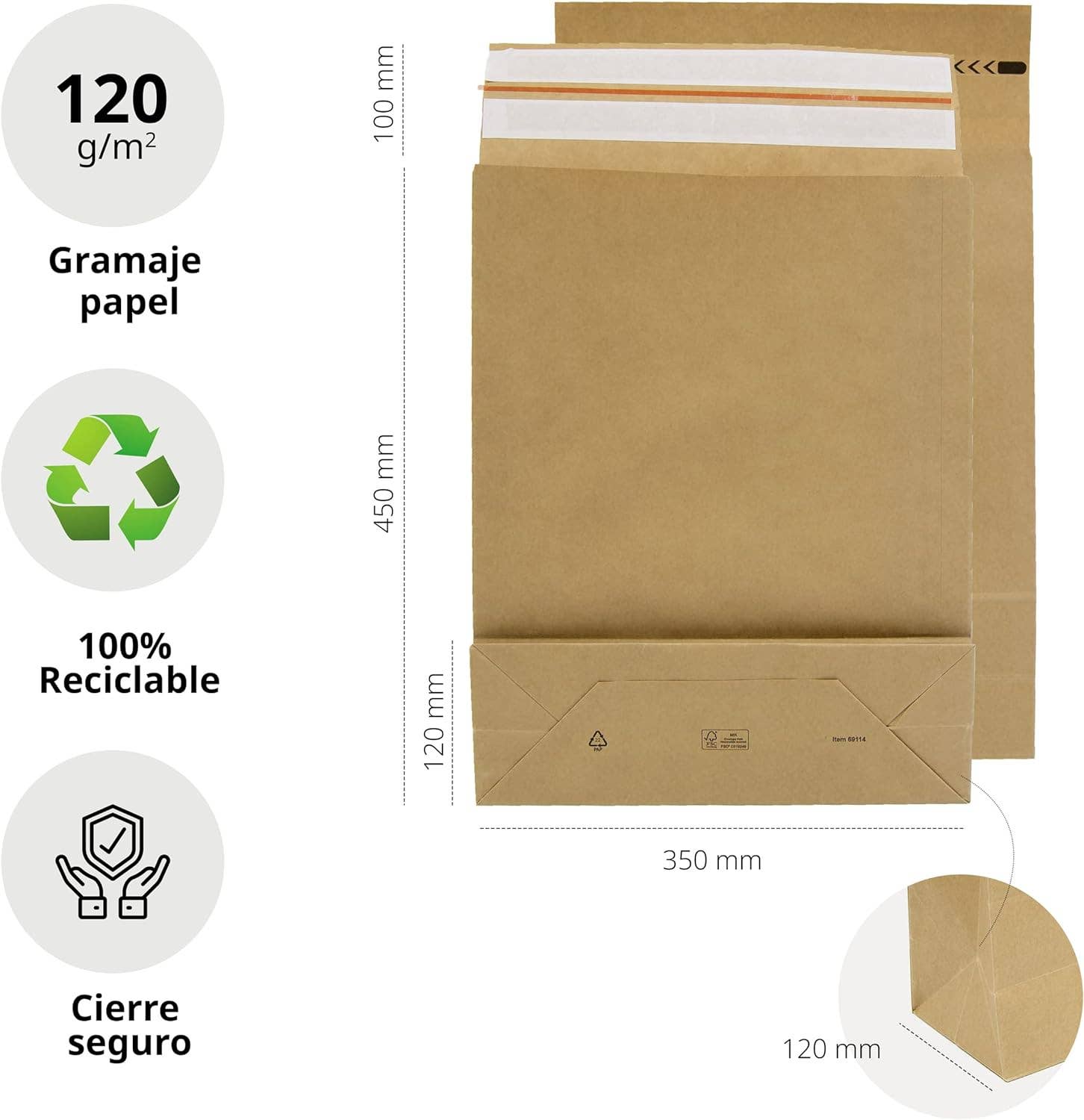 MEDEL OFFICE – wholesale Gift bag – Kraft Double Strip Silicone 3 Bellows Envelopes for Shipping1